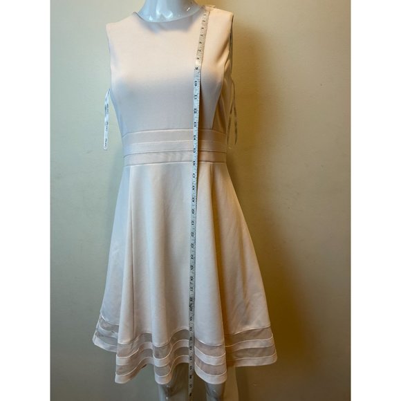 Calvin Klein Women Fit & Flare Dress Illusion Mesh Trim CT9C112C Pink Size 4P - Picture 5 of 10